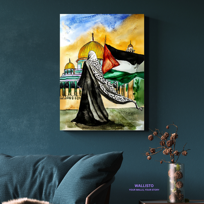 Al-Quds and Palestine Flag in Watercolor