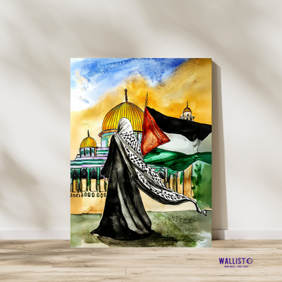 Al-Quds and Palestine Flag in Watercolor